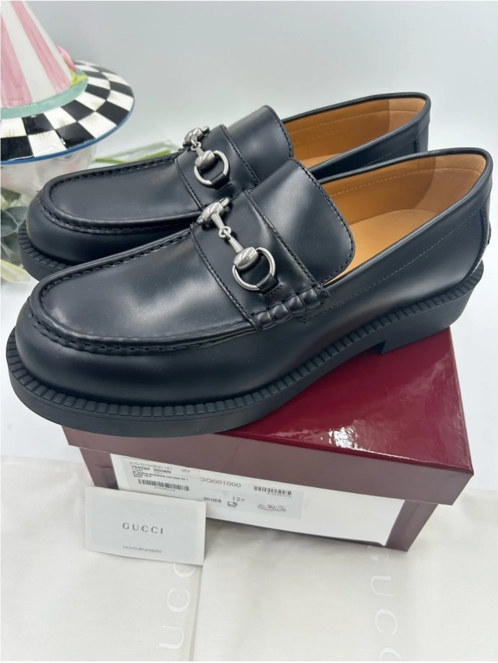 Men’s Gucci, leather horse bit loafers size 12.5 fits 13 US made in Italy